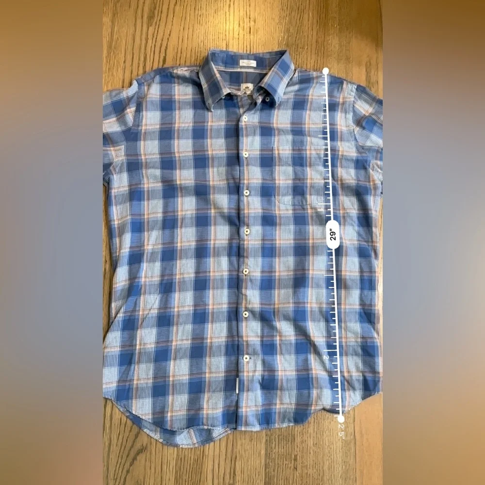 Peter Millar Button Down Long Sleeve Cotton Wool Blend Shirt-Size Large - Picture 6 of 6